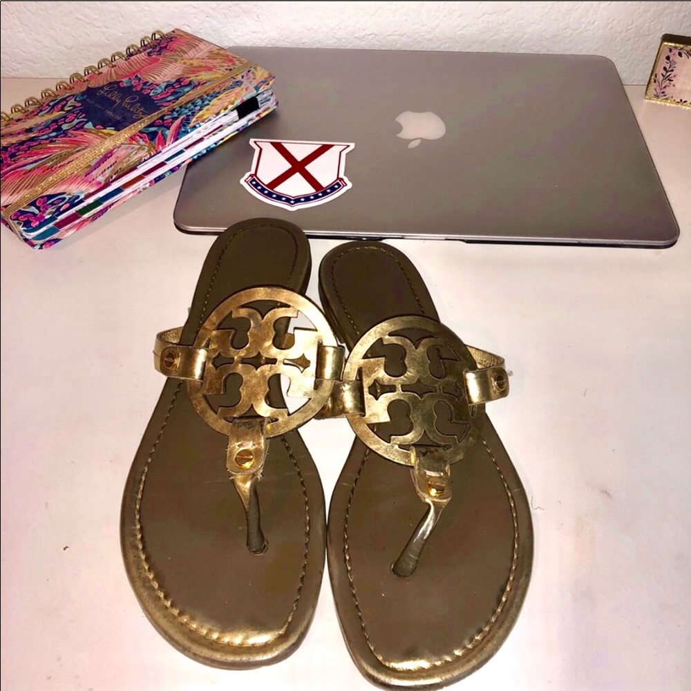 Gold Tory Burch Miller sandals